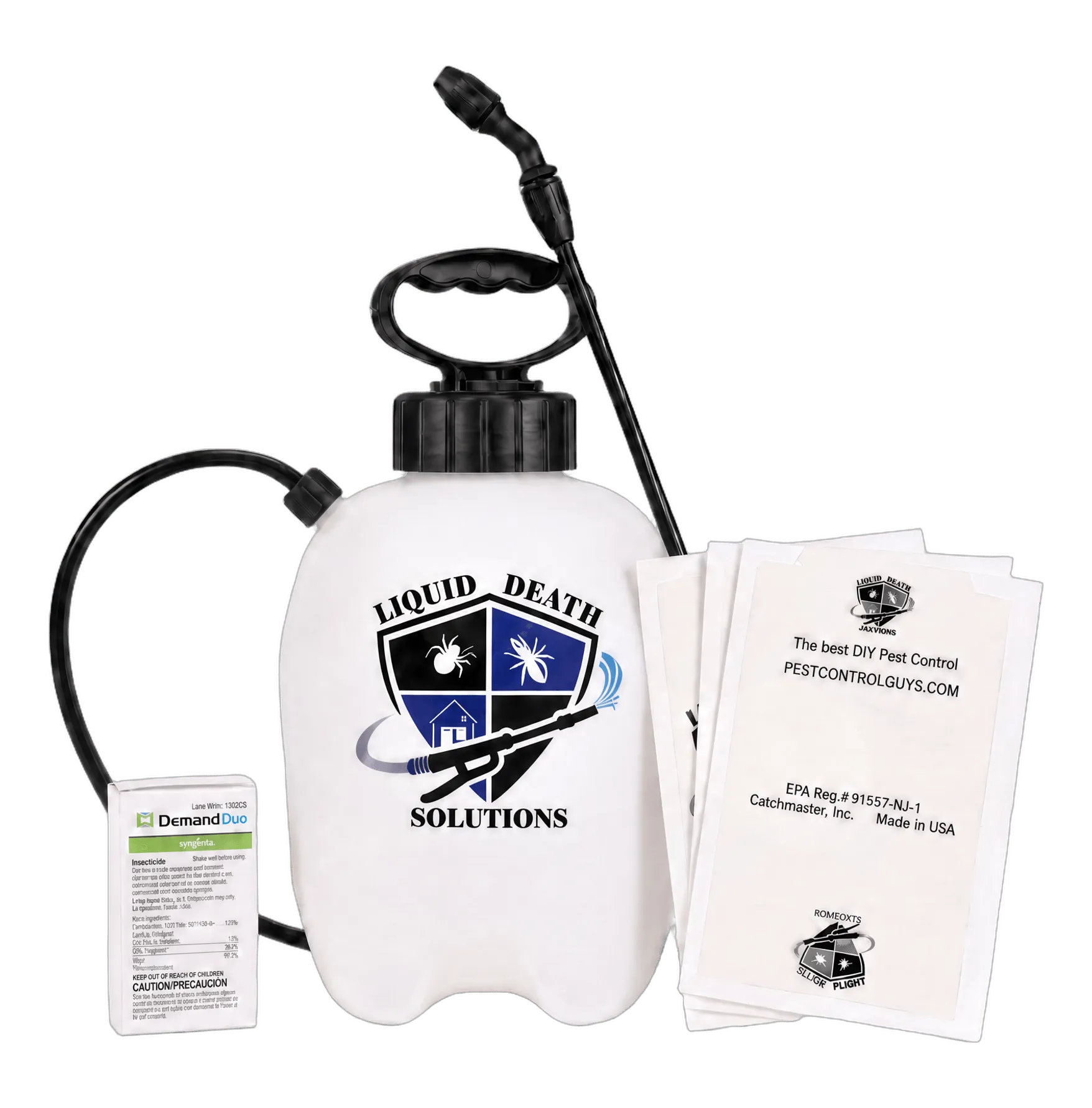 The Liquid Death Solutions Killer Pro Plan: sprayer, treatment, de-webbing brush, and instructions